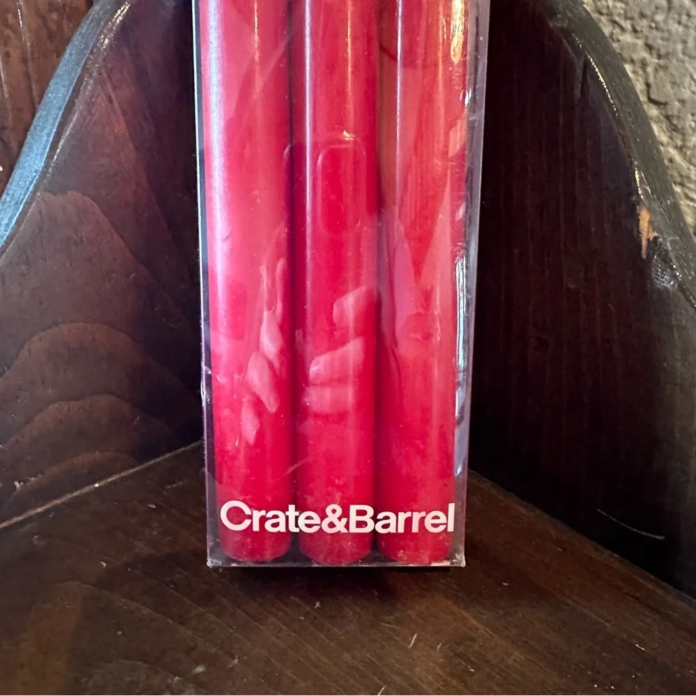 Crate&Barrel Red Taper Candle Set